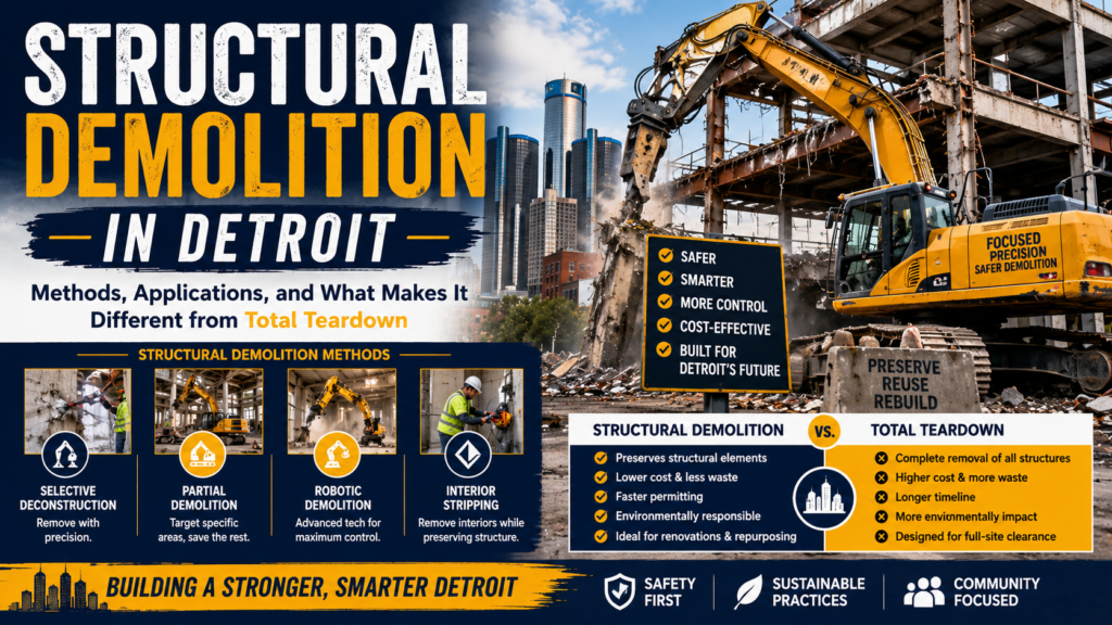 Structural Demolition in Detroit: Methods, Applications, and What Makes It Different from Total Teardown