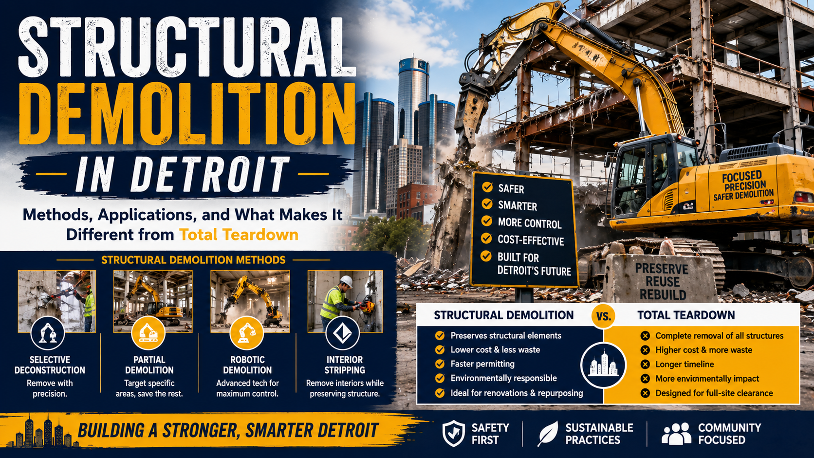 Structural Demolition in Detroit: Methods, Applications, and What Makes It Different from Total Teardown